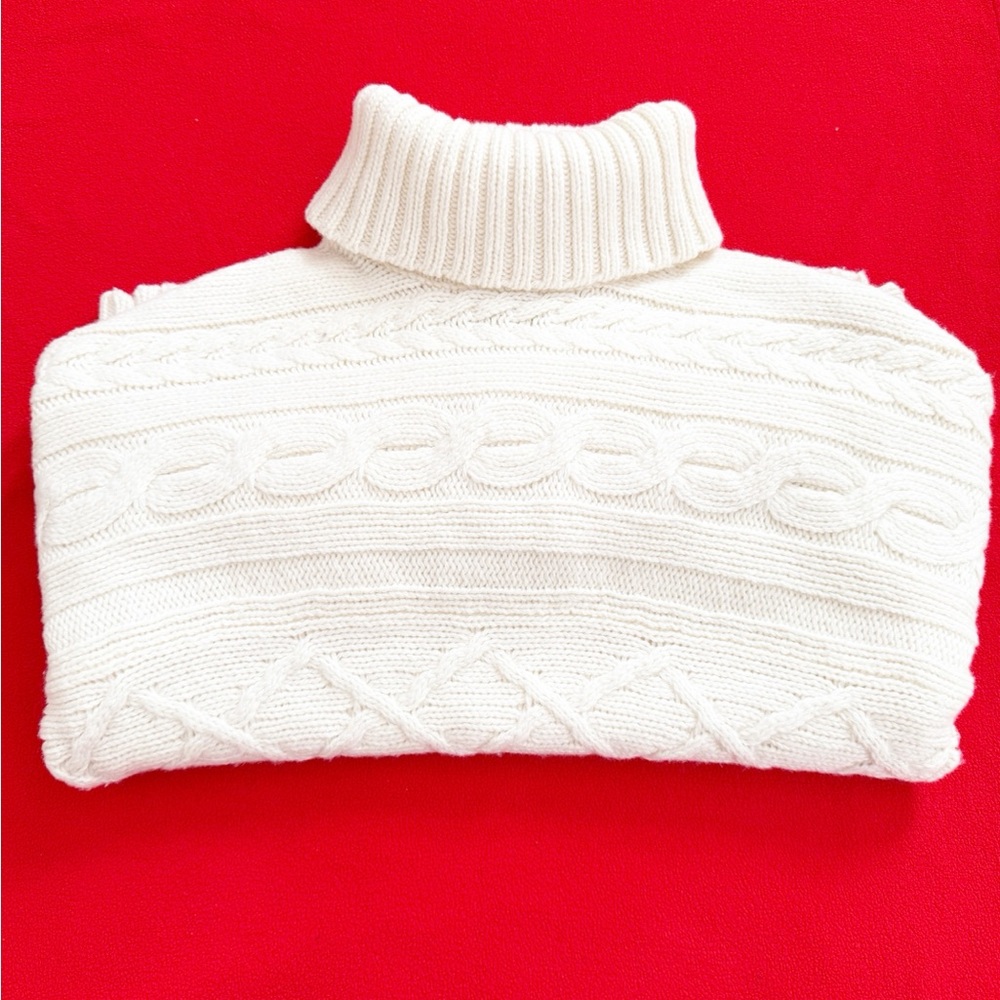 LOFT Ivory Cable Knit Turtleneck Sweater Size S